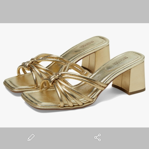 Michael Kors. Gold Heeled Sandals - Picture 1 of 8